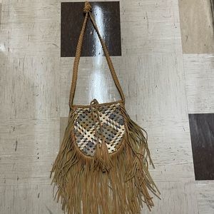 Faux Leather Beige Fringe Purse 👜